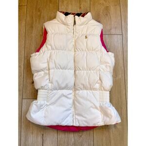 Ralph Lauren Girls XL or Women’s XS Reversible Preppy Puffer Vest Pink White